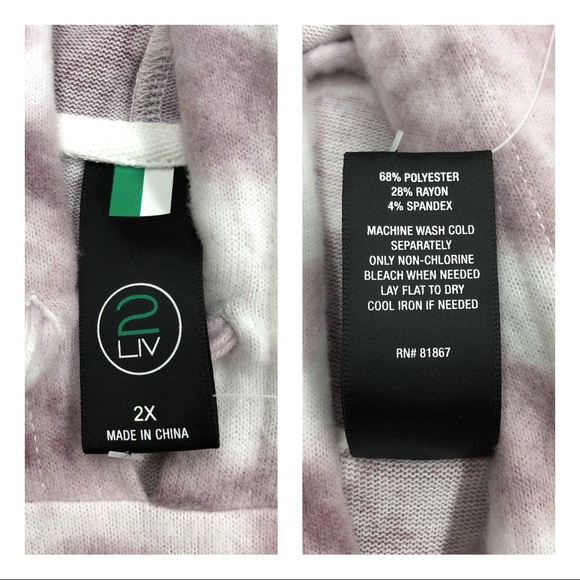 NWT 2LIV Wine Purple Tie Dye Hoodie - Picture 8 of 14